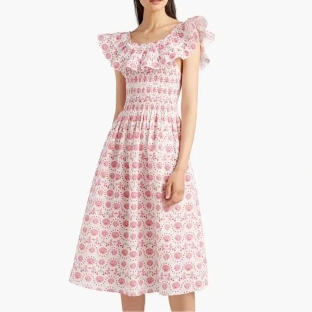 HILL HOUSE HOME The Akilah Off Shoulder Nap Dress in Mermaid Print , Small